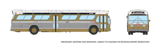 1959-1986 GM New Look/Fishbowl Bus - Deluxe Lighted - Assembled -- Philadelphia SEPTA #4025 (Early, beige, silver, white)