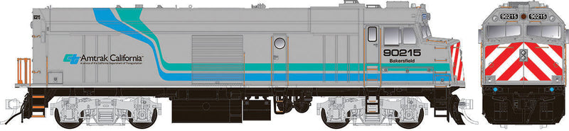 Amtrak NPCU Cabbage Cab Car - Standard DC -- Amtrak California #90225 (silver, blue, green; red Caltrans Logo)