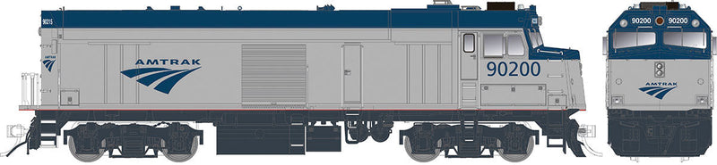 Amtrak NPCU Cabbage Cab Car w/Sound & DCC -- Amtrak #90200 (Phase V, silver, blue, Travelscape logo)