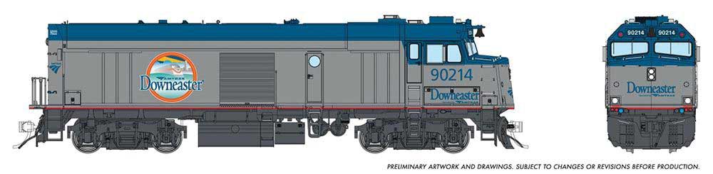 Amtrak NPCU Cabbage Cab Car - Sound and DCC -- Amtrak #90214 (Phase V Downeaaster Scheme, silver, blue)