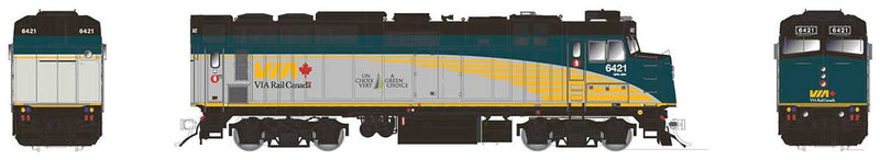 Via Rebuilt F40PH-2D - LokSound and DCC -- Via Rail Canada 6459 (gray, yellow, green)