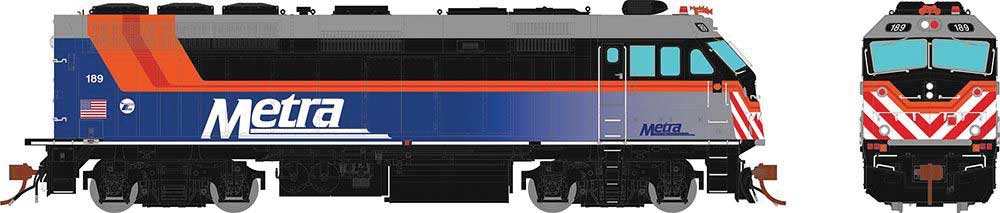 EMD F40PHM-2 "Winnebago" - Standard DC -- Metra #206 (Fade Scheme, blue, orange, red, white, black)