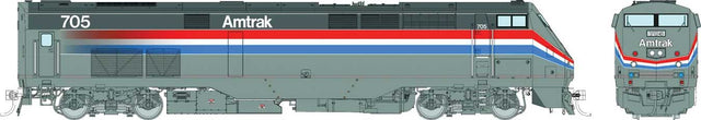 GE P32AC-DM - Standard DC -- Amtrak #709 (Phase III, silver, red, white, blue, gray)