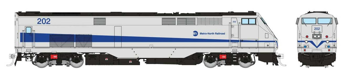 GE P32AC-DM - Standard DC -- Metro-North #202 (silver, blue)