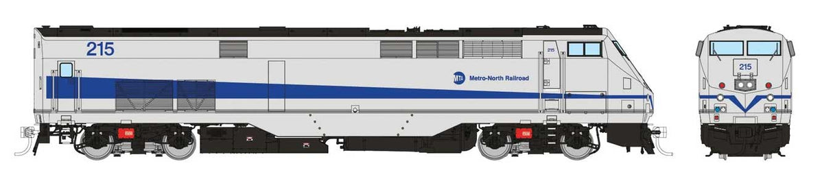 GE P32AC-DM - Standard DC -- Metro-North #215 (silver, blue)