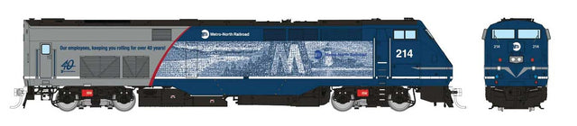GE P32AC-DM - Standard DC -- Metro-North #214 (Employee Tribute, blue, silver)