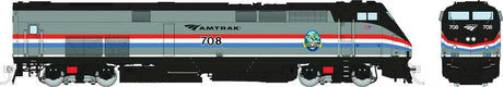 GE P32AC-DM - Sound and DCC -- Amtrak #708 (Phase III, silver, red, white, blue, black, Empire Service)