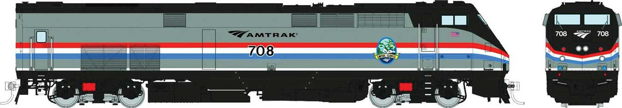 GE P32AC-DM - Sound and DCC -- Amtrak #715 (Phase III, silver, red, white, blue, black, Empire Service)