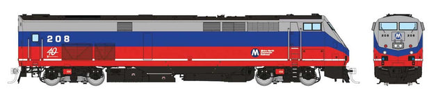 GE P32AC-DM - Sound and DCC -- Metro-North #208 (Original Scheme, red, silver, blue)