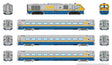 LRC Train-Only Set - Loco & 3-Cars - Sound and DCC -- VIA Rail Set #1 #6909, Cars #3470, 3326, 3350 (gray, blue, yellow)