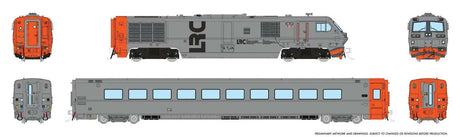 LRC Train-Only Set - Loco & 1 Car - Sound and DCC -- MLW/Dofasco LRC Demonstrator #JV1 (gray, orange)