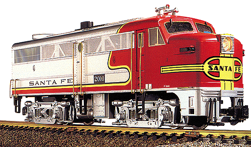 Diesel Alco FA-1, Powered w/Smoke & Lights & Long Caboose -- Santa Fe (Warbonnet)