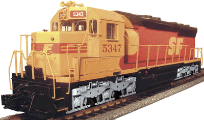 Diesel EMD SD45 w/Smoke & Lights Powered -- Southern Pacific Santa Fe 1986 Proposed Merger ("Kodachrome" red, yellow)