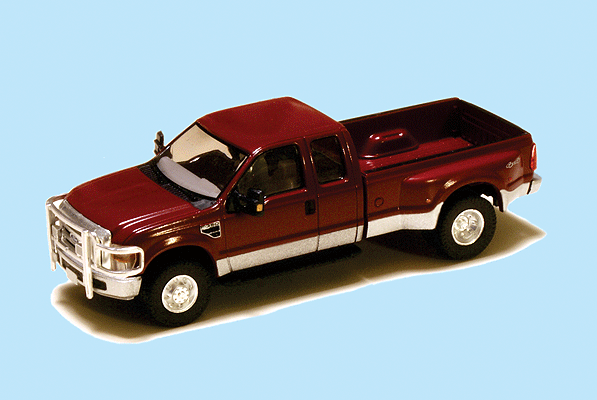 2008 Ford F-350 Super Duty 4X4 Dual Rear Wheels w/Super Cab & Long Box -- Red, Silver, Satin Chrome Grille & 18" Wheels