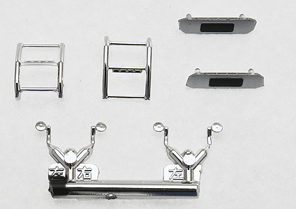 Emergency Vehicle LED-Style Light Bar Set (Non-Working) -- Includes 2 Each Gray/Clear Light Bars, Push Bars (chrome) & Spotlights (chro