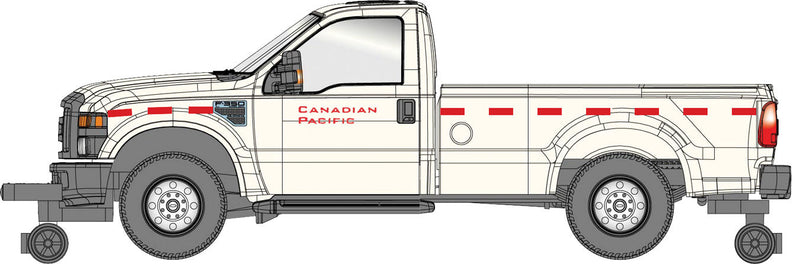 Ford F-350 XL SRW Pickup Truck w/Hy-Rail Wheels, Standard Cab - Assembled -- Canadian Pacific (white)