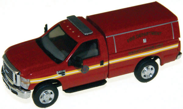 Ford F-350 XL Pickup Truck w/Standard Cab & Utility Cap 2 - Assembled -- Fire Department Investigation Unit (red)