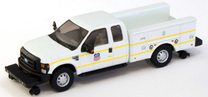 2008 Ford F-350 Super Cab Hi-Rail Truck with Service Body - Assembled -- Union Pacific (white, black)