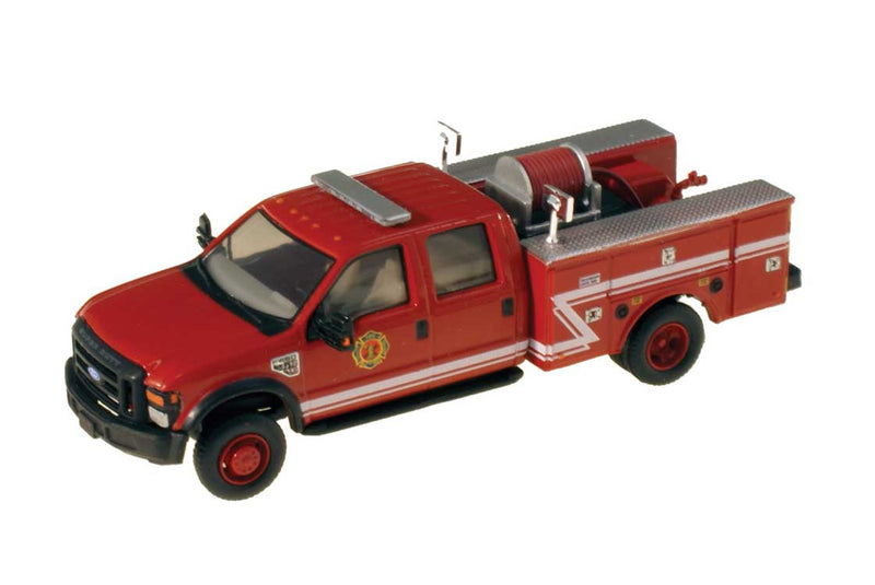 Ford F-550 XLT Dual Rear Wheel Crew-Cab Brush Fire Truck - Assembled -- Red, White Z Stripe