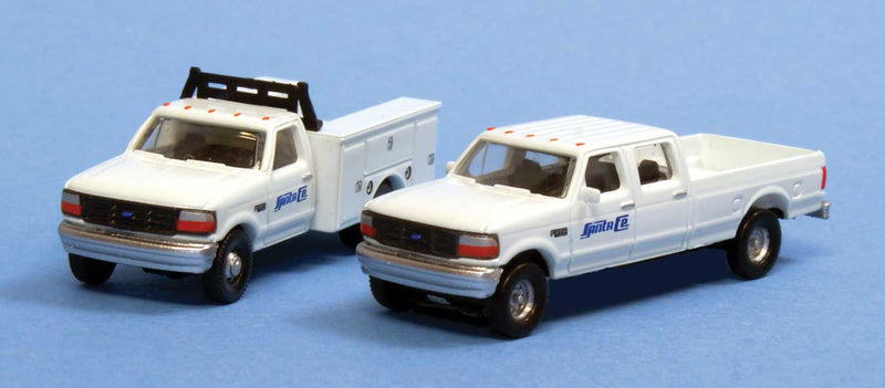 1992 Ford F Series Crew Cab Pickup and Service Truck Set - Assembled -- Santa Fe (white, Stylized Blue Script)-1