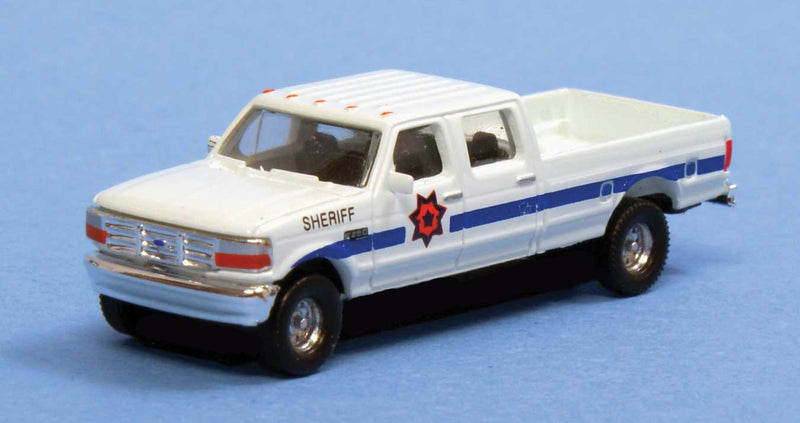 1992 Ford F Series Crew Cab Single Rear Wheel Pickup Truck 2-Pack - Assembled -- Sheriff (white)