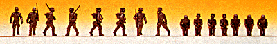 Mini-Tanks Military German Army WWII -- Infantry Figure Set (7 Seated, 8 Marching)