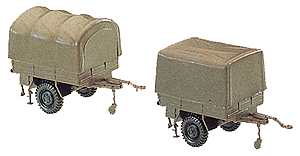 Mini-Tanks Military Modern German Army (BW) Trailers -- Type 321 1-1/2-Ton Single-Axle; 1 w/Standard Canvas Cover, 1 w/Aggregate Cov