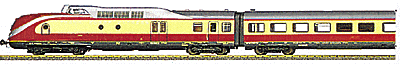 VT115 German Federal Railways (DB) Era III -- Basic 4-Unit Set Powered/Dummy Control Cars, Bar & Coach Car-TEE Scheme
