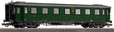 1st Class/2nd Class Express Coach Era II -- DRG (green, gray roof)