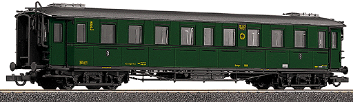 3rd Class Express Coach Era II -- DRG (green, gray roof)