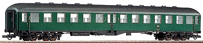 Express Cars German Federal Railways (DB) Era IV Scale Length -- 2nd Class Center-Entry Coach (Ocean Blue, beige)