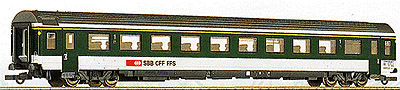 EW-IV Series Swiss Federal Railways (SBB) Era V Scale Length -- 1st Class Express Commuter Coach (green, white w/silver roof)
