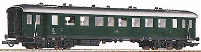 3rd Class Express Coach Era III -- BBO (green, silver roof)