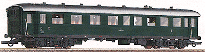 2nd/3rd Class Express Coach Era III -- BBO (green, silver roof)