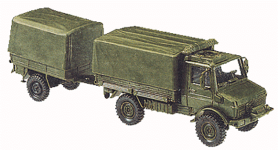 Mini-Tanks Military Modern German Army (BW) Trucks -- Unimog U1300 L 2-Ton 4x4 Cargo Carrier w/Single-Axle 1-1/2 Ton Trailer