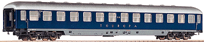 Express Cars German Federal Railways (DB) Era III 1/100 -- Couchette Coach Touropa (blue, silver roof)