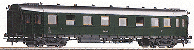 1st & 2nd Class Hecht Coach Era III -- BBO (green, silver roof)