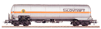 Pressurised Gas Tank Car Era V -- Slovakian Railways-ZSR Slovnaft (silver, orange stripe, black lettering)
