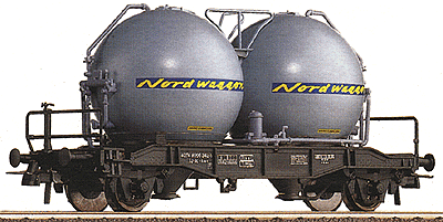 Spherical Silo Car Era V -- SJ Nordwaggon (black car, gray silos)