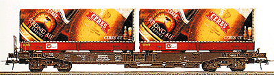 Standard Well Flatcar Era V -- DSB w/2 Interchangeable Flatbeds "Ceres/Strongale Export" Breweries