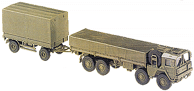 Mini-Tanks Military Modern German Army (BW) Heavy Trucks -- MAN N 4545 10-Ton 8x8 w/Canvas Cover & 4-Wheel 4-Ton Trailer w/Rubber Tires