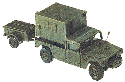 Mini-Tanks Military US/NATO Light Trucks -- M1037 "Hummer" w/Shelter & M716 1/4-Ton Single Axle Trailer w/Cable Splice