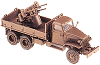 Mini-Tanks Military US & Allies WWII Heavy Truck -- CCKW 6x6 Flatbed w/Quad .50 Caliber Anti-Aircraft Gun