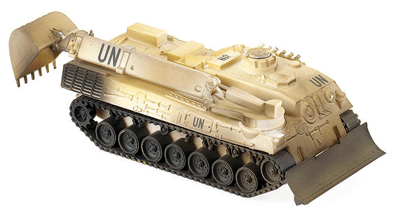 MiniTanks - United Nations (UN) - Engineering Equipment -- "Dachs" (Badger) Armored Excavator (white, black - weathered)