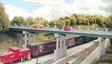 Wrought Iron Highway Overpass w/Adjustable Piers -- Kit - 150' Scale w/4 Piers-1