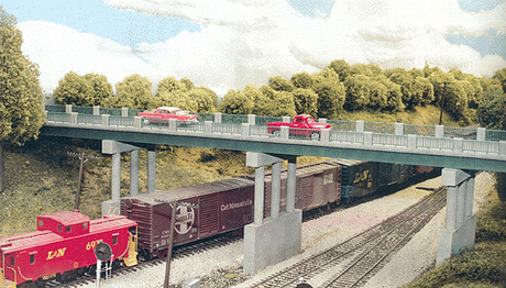Wrought Iron Highway Overpass w/Adjustable Piers -- Kit - 150' Scale w/4 Piers-1