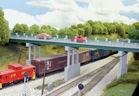 Wrought Iron Highway Overpass w/Adjustable Piers -- Kit - 150' Scale w/4 Piers-2