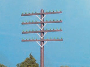 Railroad Telephone Pole Crossarms Only - Brown Plastic -- Set of 72; Fits #628-30, or -40 (Both sold separately)