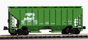 3000 Cubic Foot 2-Bay Covered Hopper - Single Car -- Burlington Northern (Cascade Green w/small herald)