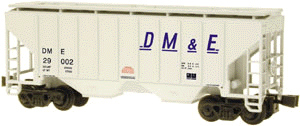 3000 Cubic Foot 2-Bay Covered Hopper - Single Car -- Dakota, Minnesota & Eastern (light gray w/blue lettering)